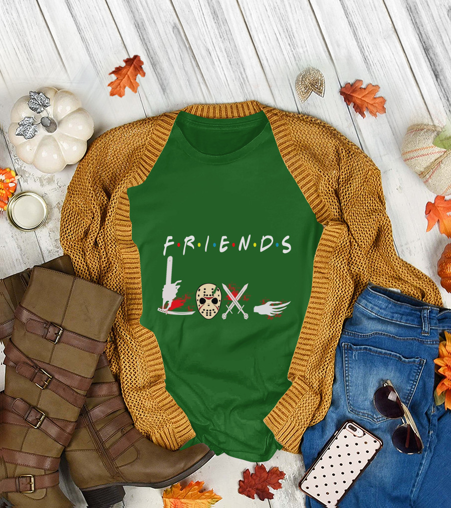 Friends Halloween Horror Icons Freddy Jason Masquerade T-Shirt