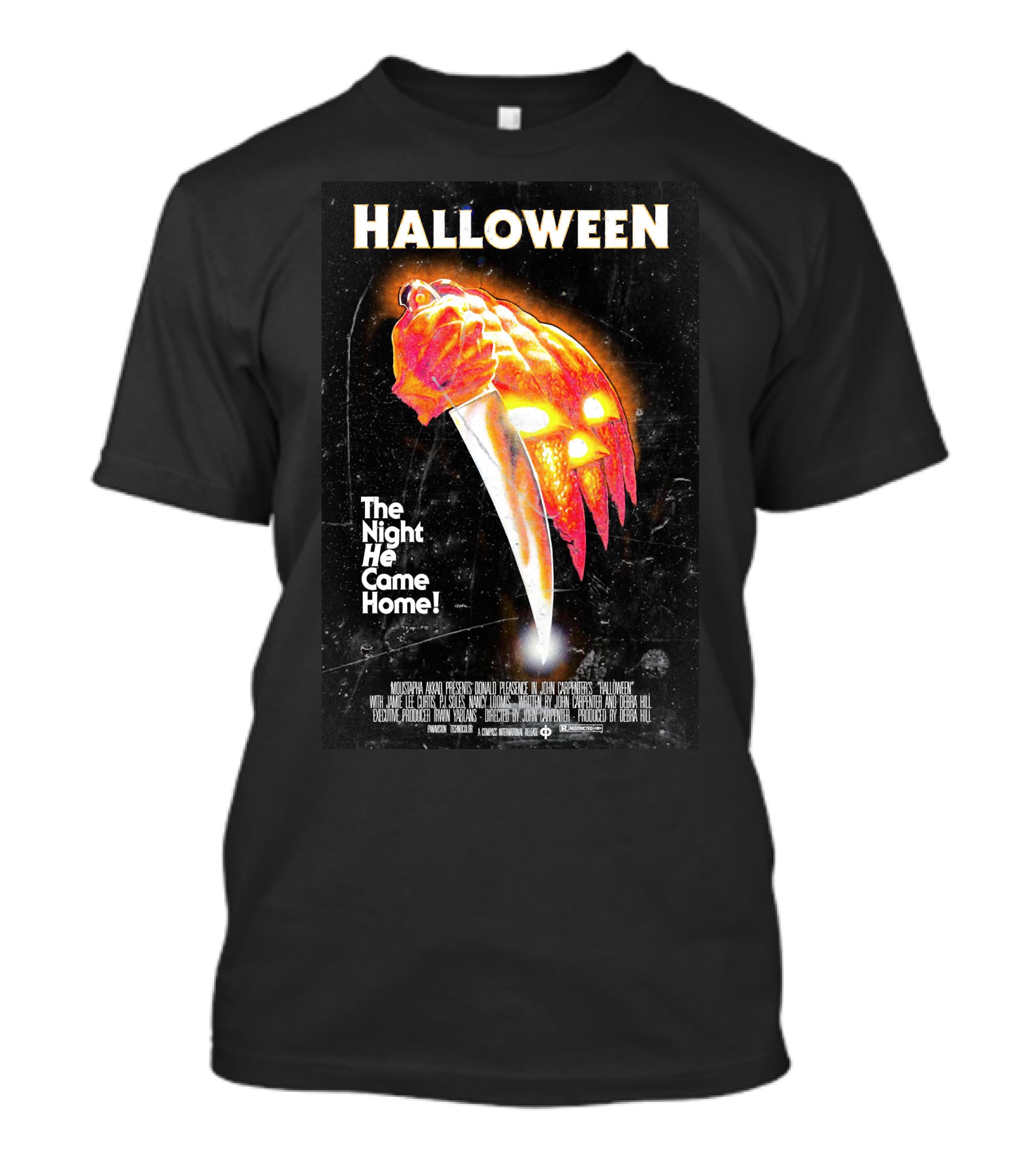 Halloween The Night He Came Home Knife Pumpkin Mask T-Shirt