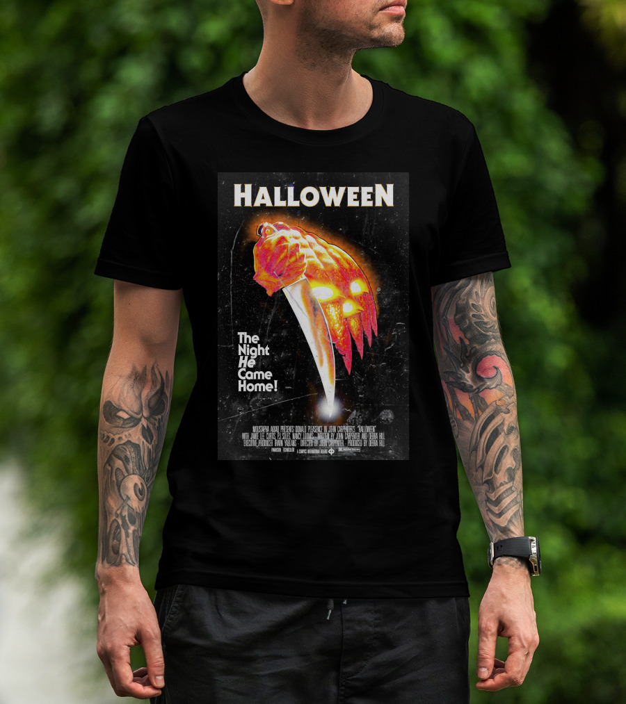 Halloween The Night He Came Home Knife Pumpkin Mask T-Shirt