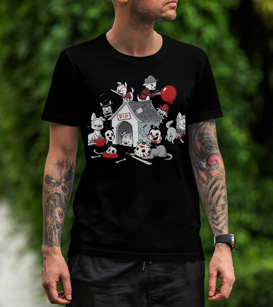 RIP Horror Dogs Icons With Mask And Balloon T-Shirt