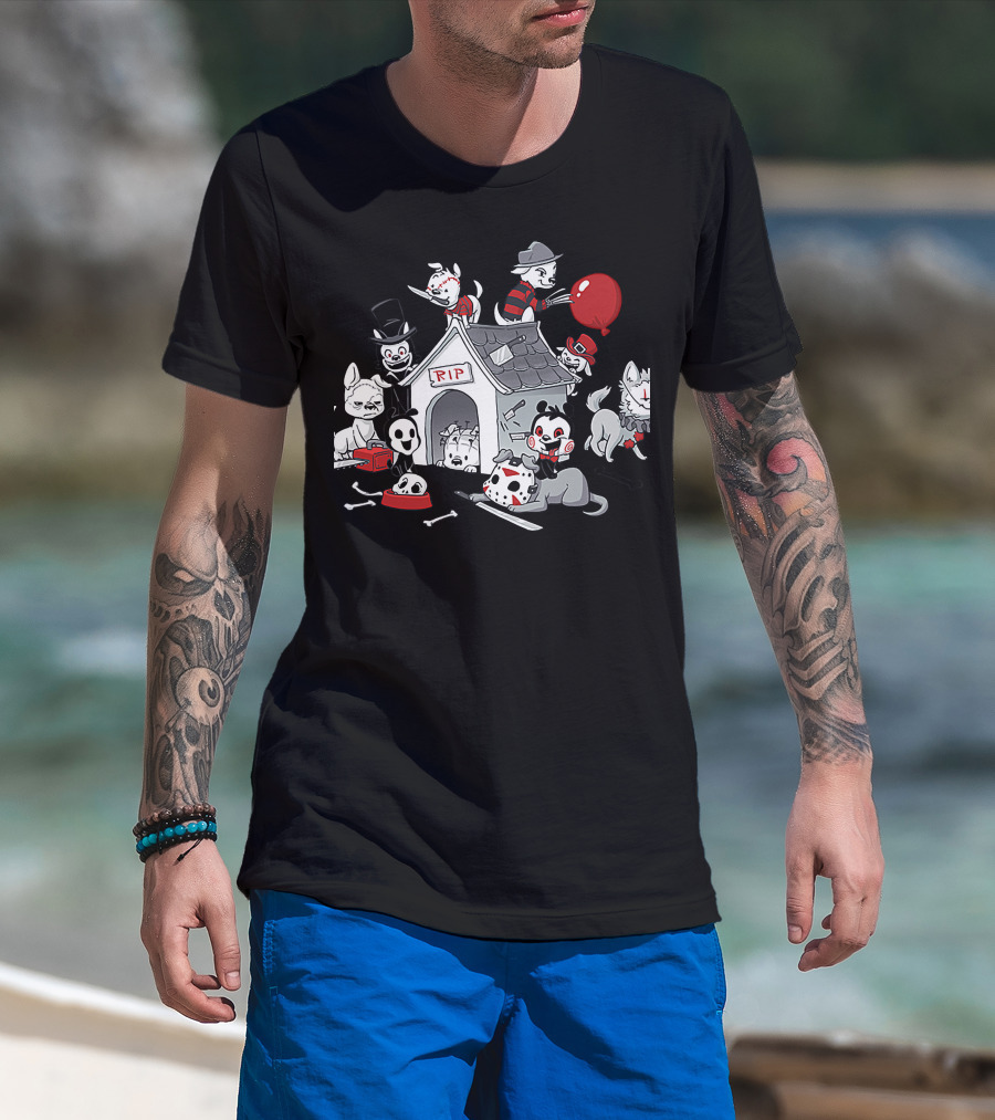 RIP Horror Dogs Icons With Mask And Balloon T-Shirt