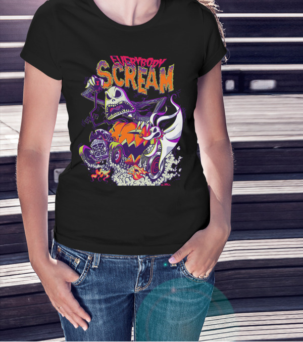 Jack Skellington Everybody Scream Halloween Rides Ghost Dog T-Shirt