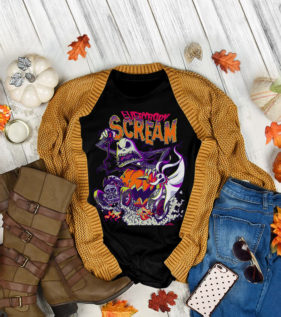Jack Skellington Everybody Scream Halloween Rides Ghost Dog T-Shirt