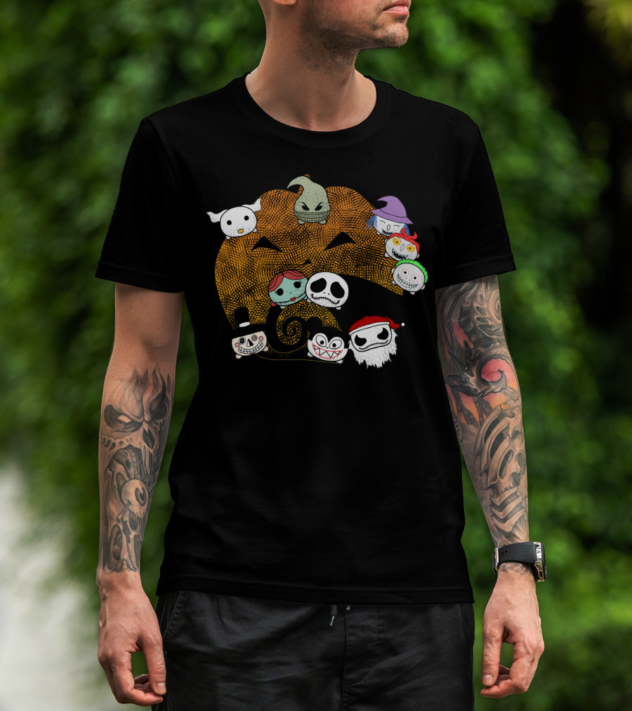 Pumpkin Oogie Boogie Jack Skellington Faces Halloween Characters T-Shirt