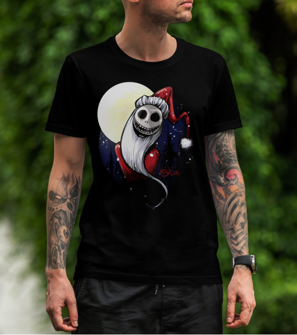 Santa Jack Skellington Moon Silva T-Shirt