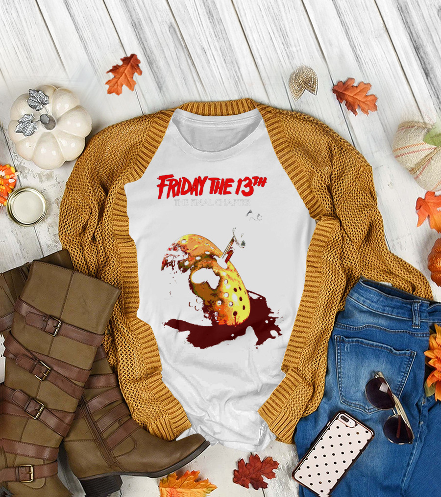 Friday The 13th The Final Chapter Hockey Mask Knife Blood Splatter T-Shirt