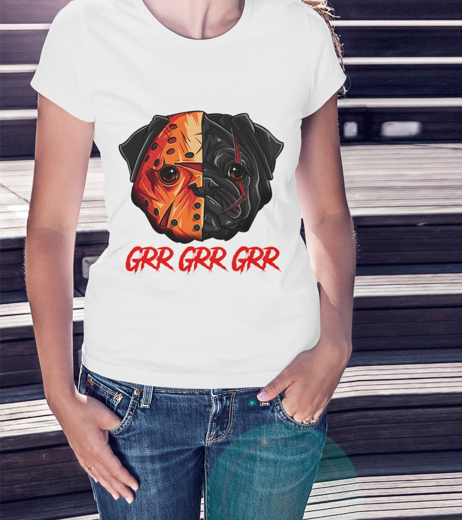 Grr Grr Grr Jason Dog Mask Pug Face T-Shirt