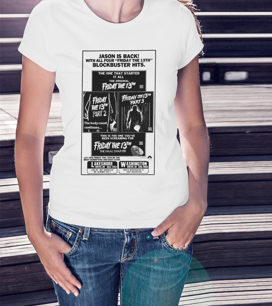 Jason Is Back With All Four Friday The 13th Blockbuster Hits T-Shirt