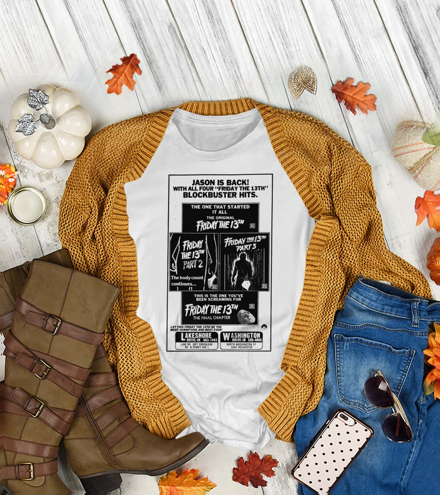 Jason Is Back with All Four Friday the 13th Blockbuster Hits T-Shirt