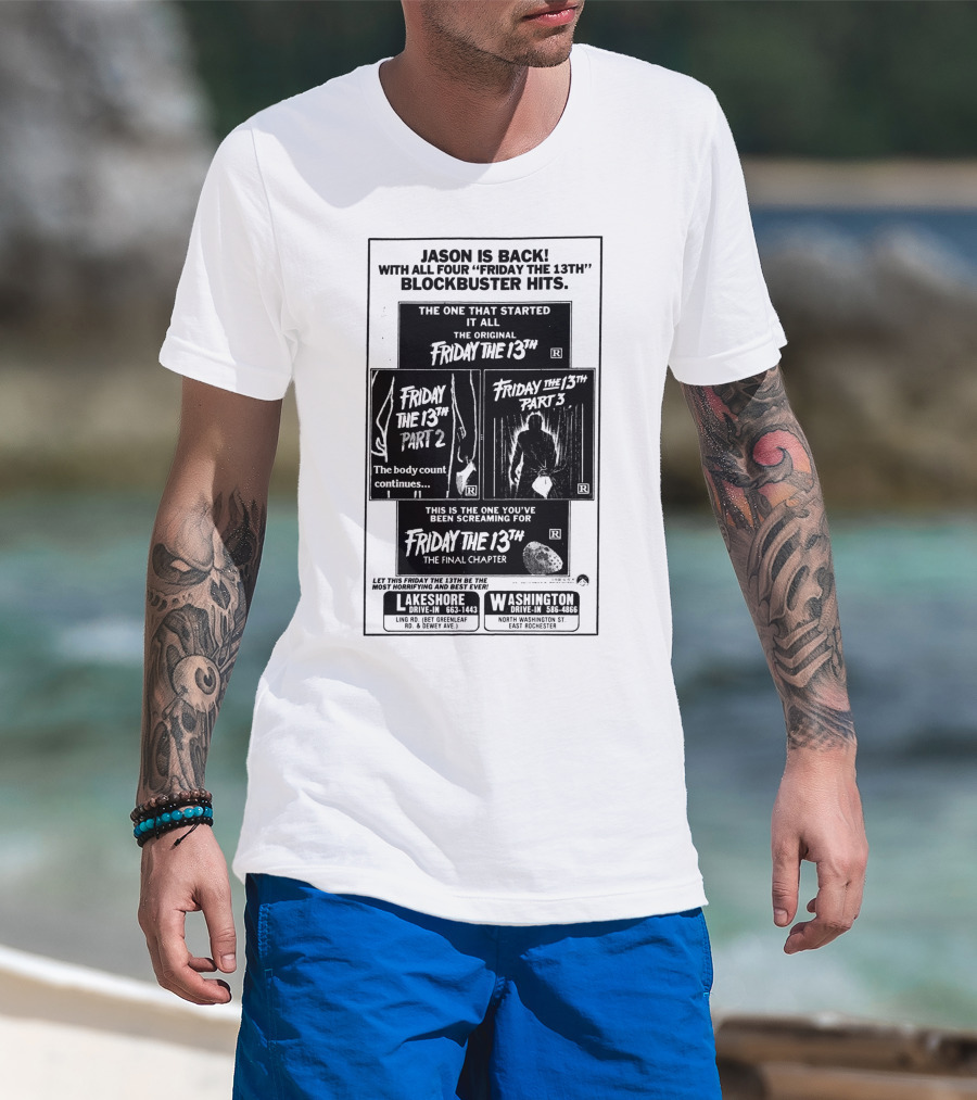 Jason Is Back With All Four Friday The 13th Blockbuster Hits T-Shirt