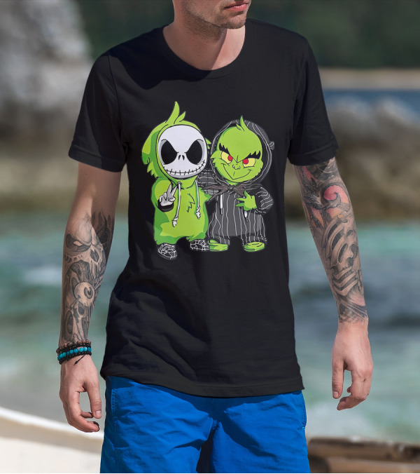 Jack Skellington And Grinch Crossover Hoodie Characters T-Shirt