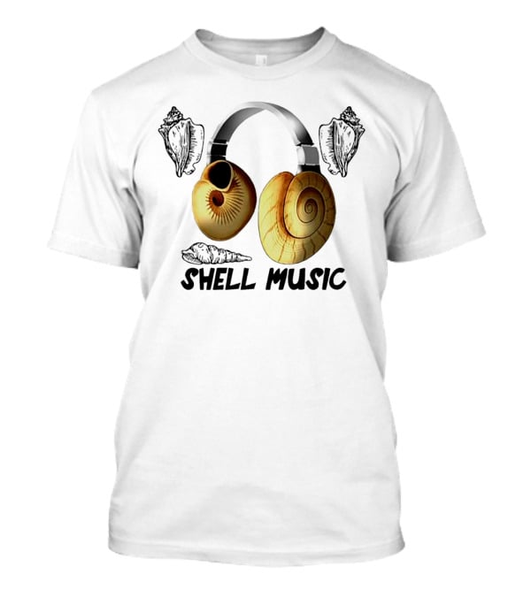 SHELL MUSIC Conch Headphones Nautical Shells Motif T-Shirt