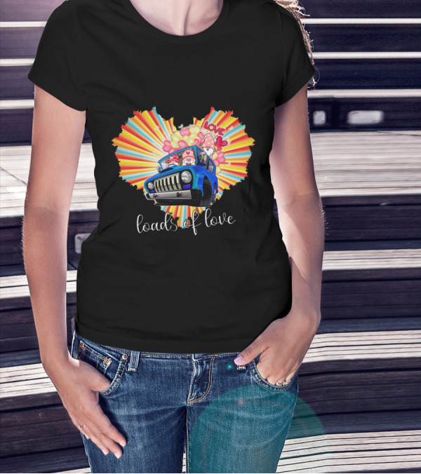 Loads Of Love Heart Explosion With Blue Jeep And Balloons T-Shirt