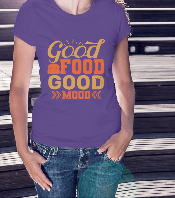 Good Food Good Mood Burger Sunburst Arrows T-Shirt