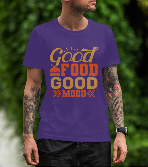 Good Food Good Mood Burger Sunburst Arrows T-Shirt