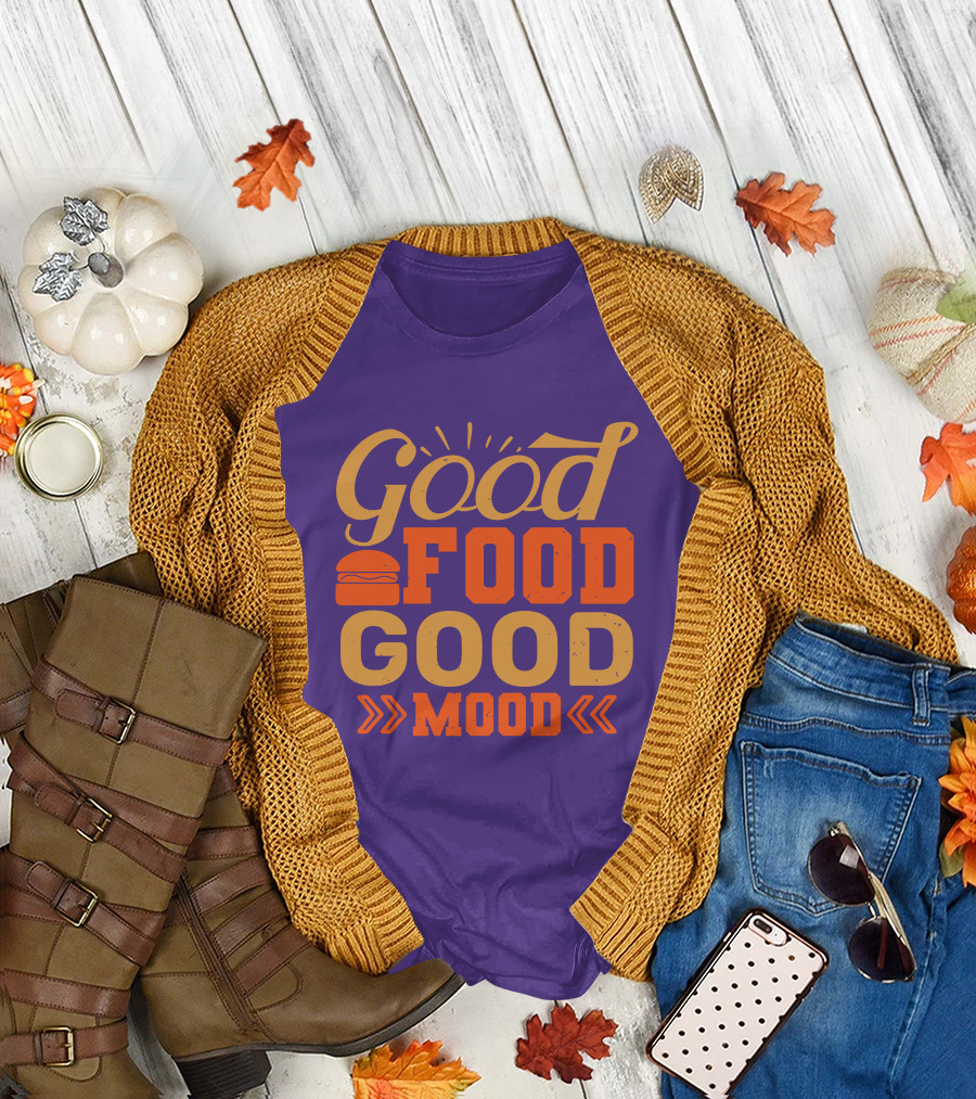 Good Food Good Mood Burger Sunburst Arrows T-Shirt