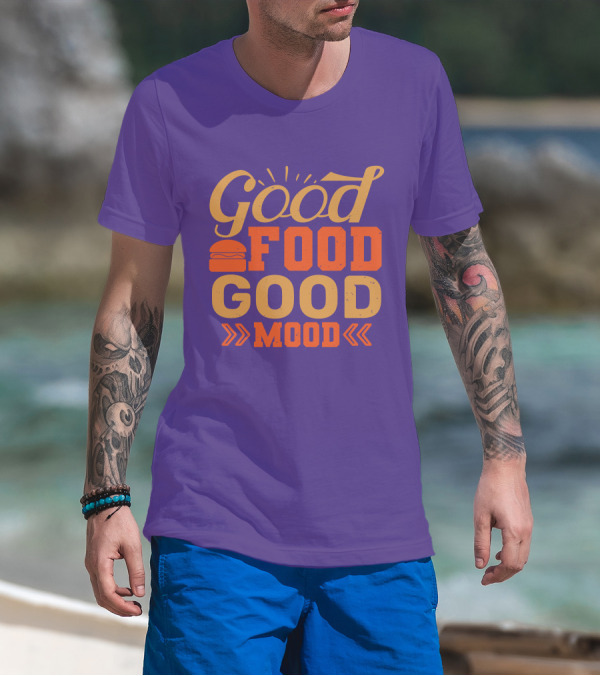 Good Food Good Mood Burger Sunburst Arrows T-Shirt