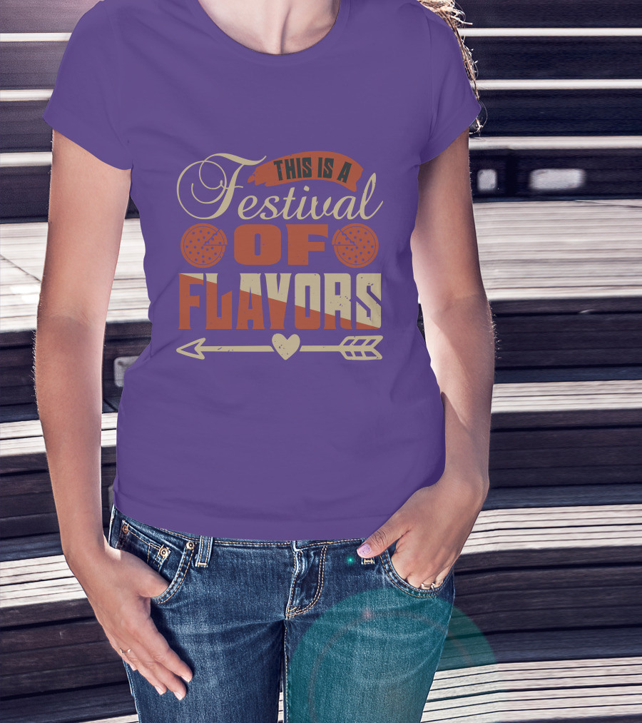 This Is A Festival Of Flavors Arrow Heart And Pepperoni Icons T-Shirt