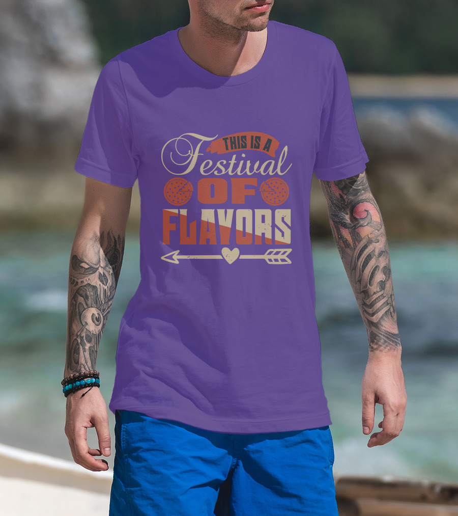 This Is A Festival Of Flavors Arrow Heart And Pepperoni Icons T-Shirt