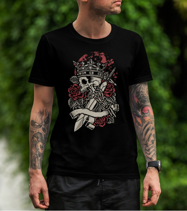 Abandoned King Wayne Mindscape Dreamscape Skull Crown Roses Sword T-Shirt