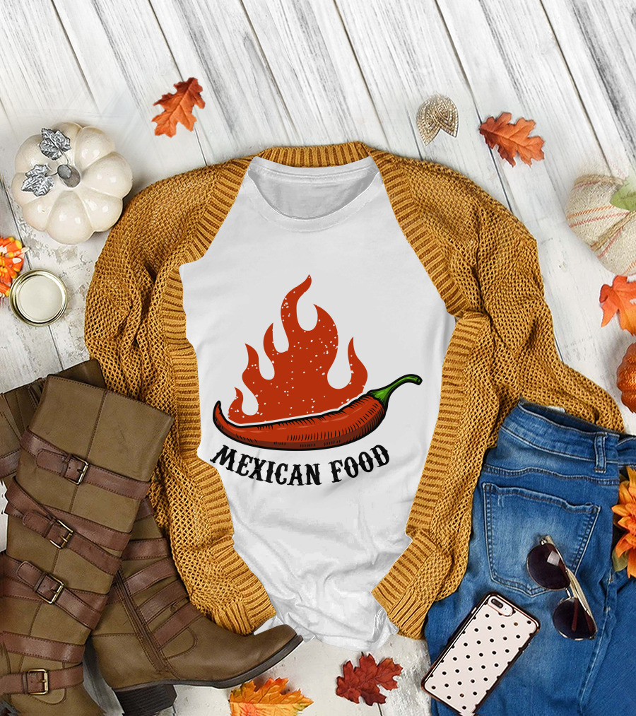 Mexican Food Spicy Chili Pepper Flame T-Shirt