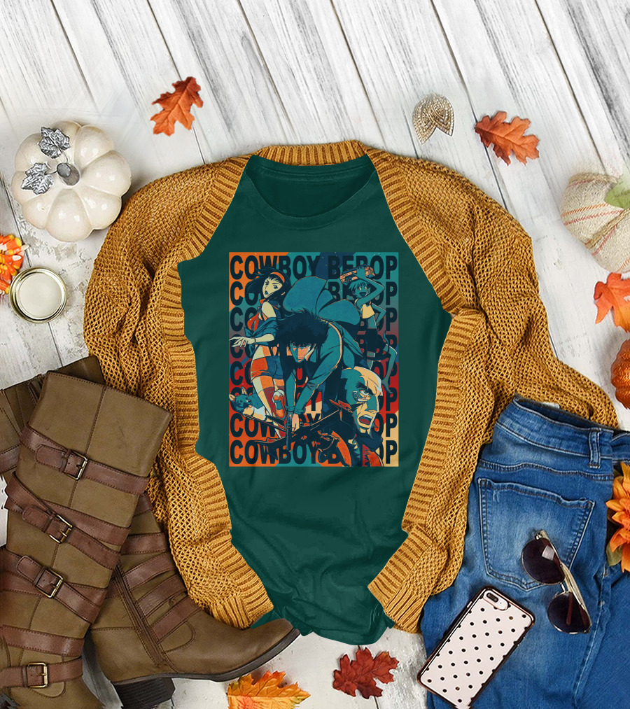 Cowboy Bebop Spike Spiegel Faye Valentine Jet Black Anime Characters T-Shirt