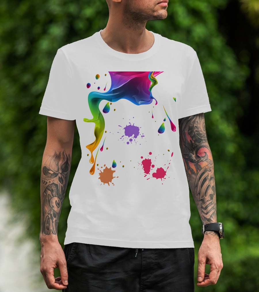 Waterpaint Colorful Splatter Vibrant Drips And Drops T-Shirt