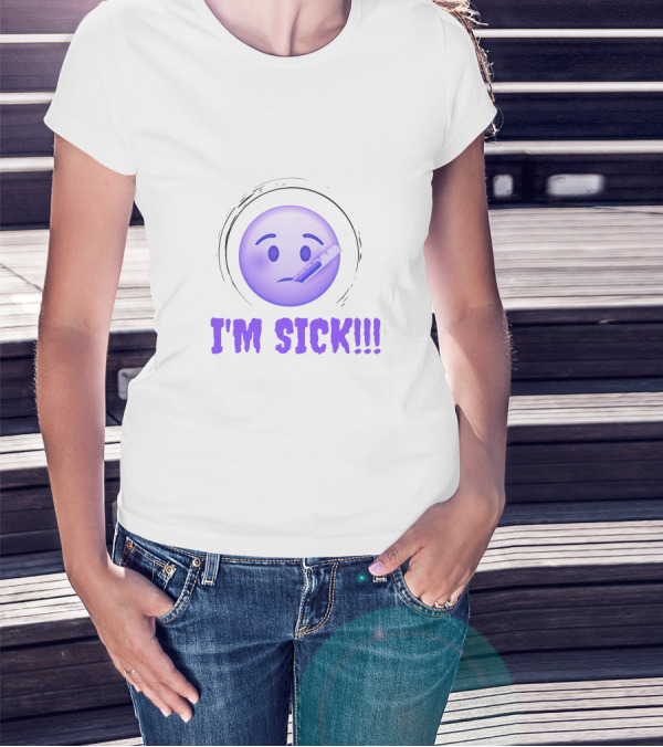 I'M SICK Emoji Face With Thermometer T-Shirt