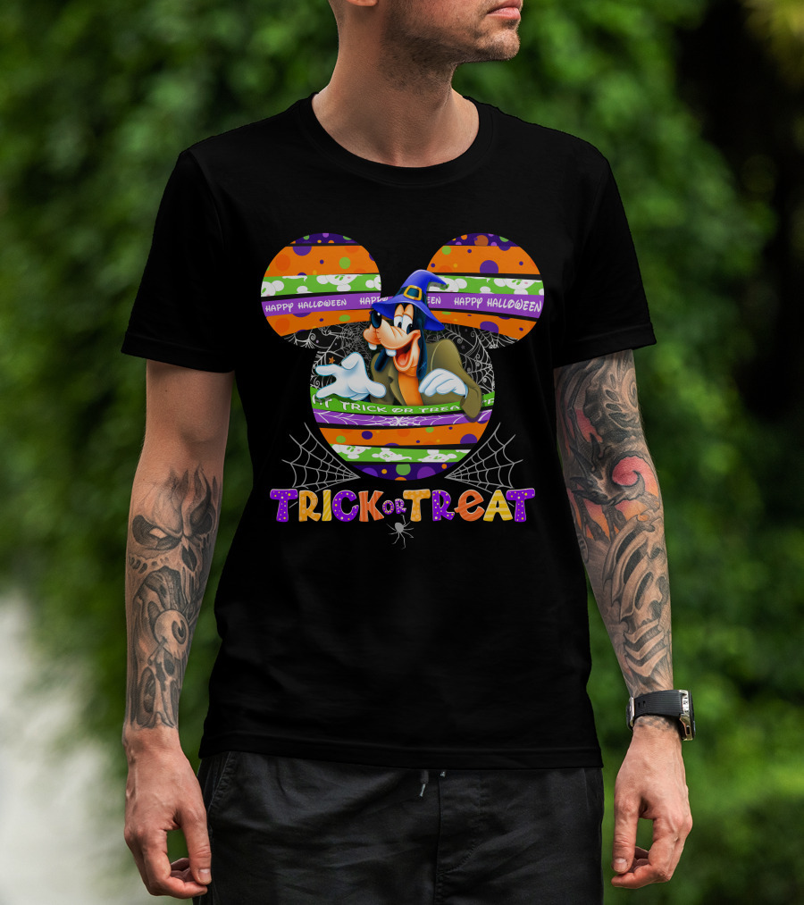 Trick Or Treat Goofy Happy Halloween Mickey Ears T-Shirt