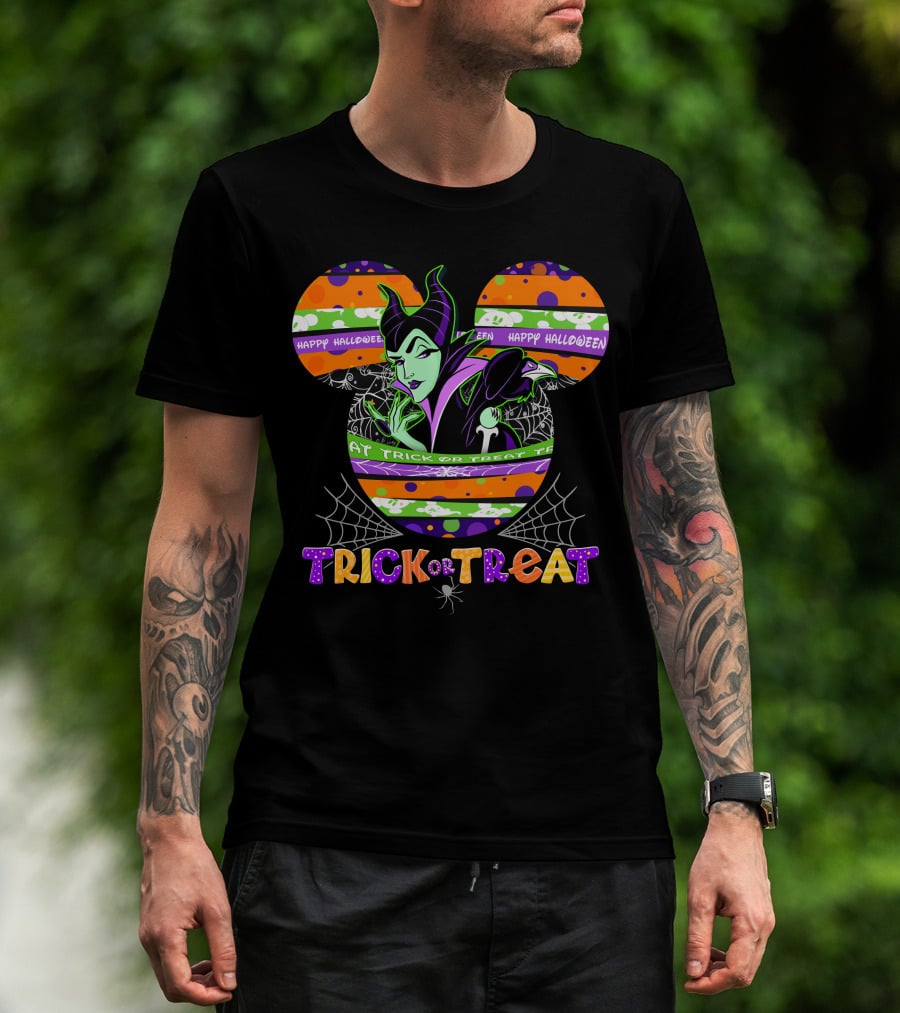 Maleficent Mickey Trick Or Treat Happy Halloween T-Shirt