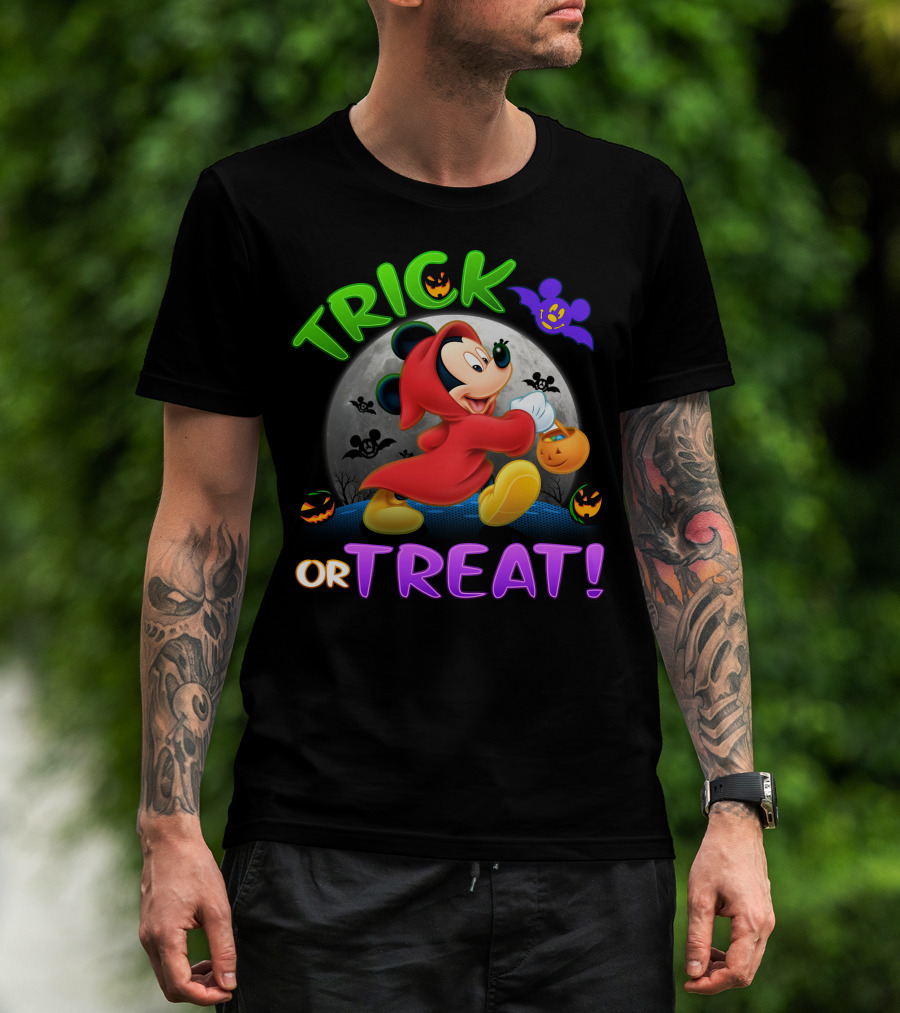 Trick Or Treat Mickey Halloween Bat Pumpkin T-Shirt