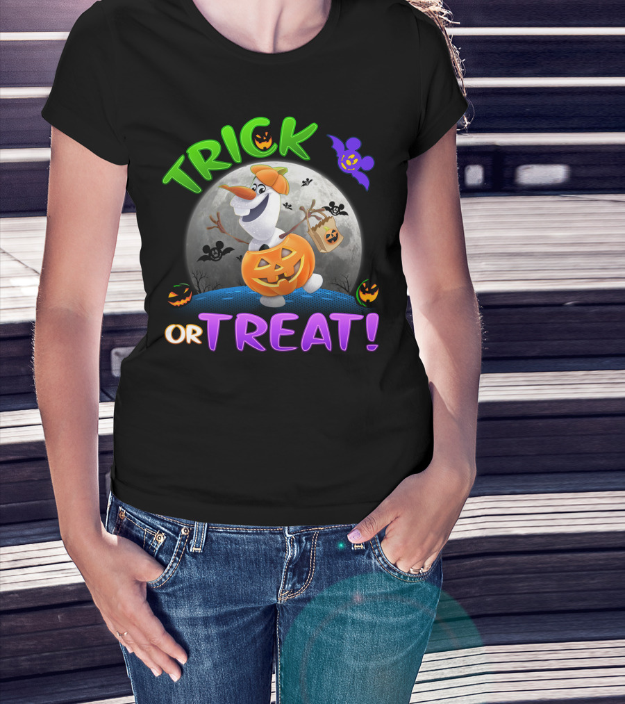 Trick Or Treat Halloween Olaf Pumpkin Moon T-Shirt