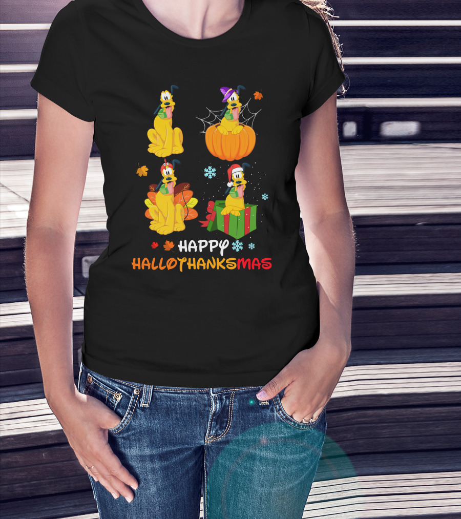 Happy Hallothanksmas With Pluto Seasonal Festivities T-Shirt