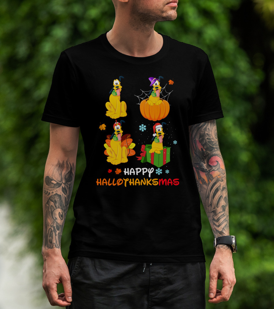 Happy Hallothanksmas With Pluto Seasonal Festivities T-Shirt