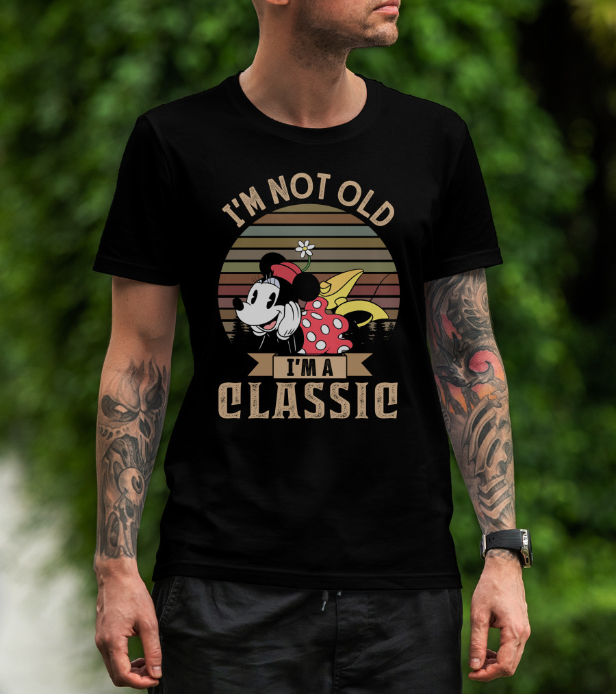 I'm Not Old I'm A Classic Minnie Mouse Retro Vintage Stripes T-Shirt