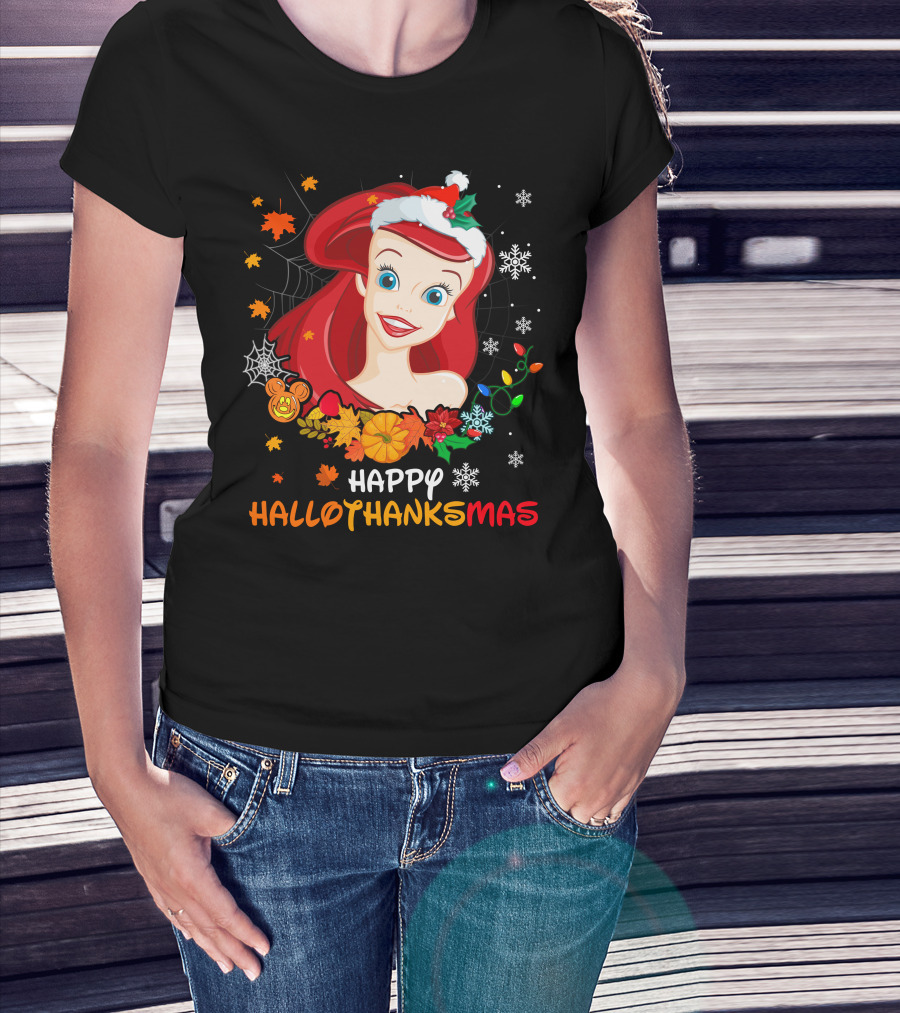Happy Hallothanksmas Ariel Holiday Mashup T-Shirt