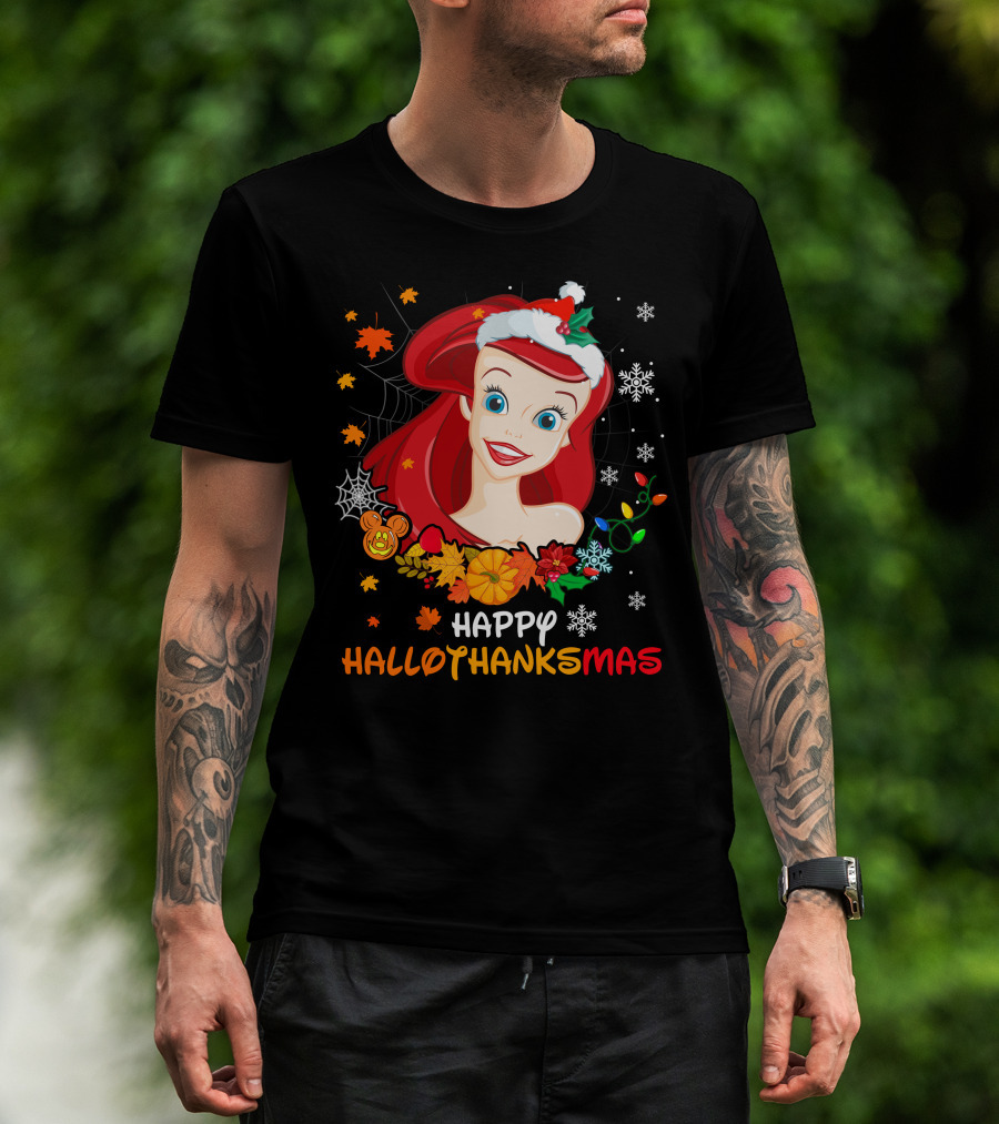 Happy Hallothanksmas Ariel Holiday Mashup T-Shirt