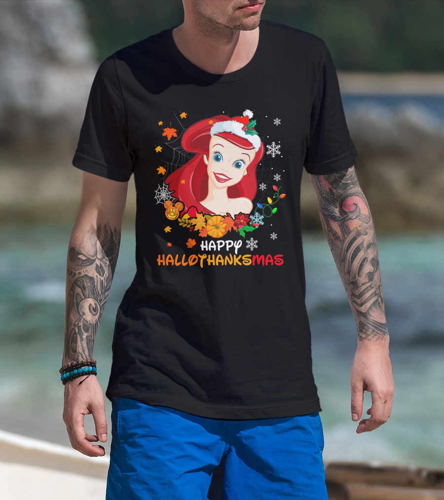 Happy Hallothanksmas Ariel Holiday Mashup T-Shirt