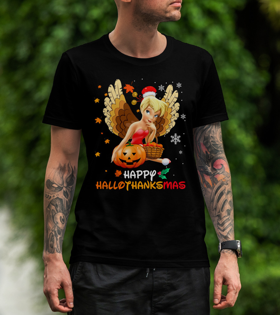 Hallowthanksmas Tinker Bell Halloween Thanksgiving Christmas T-Shirt