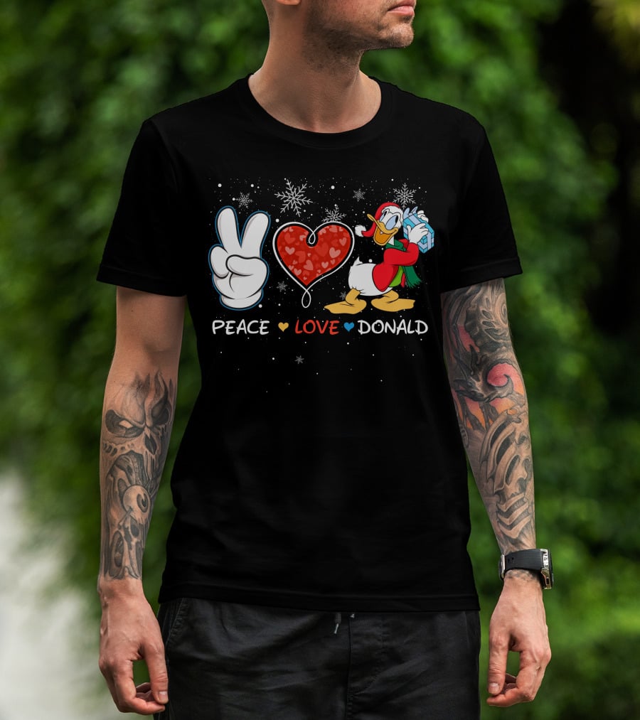 Peace Love Donald Duck Christmas Gift Snowflakes T-Shirt