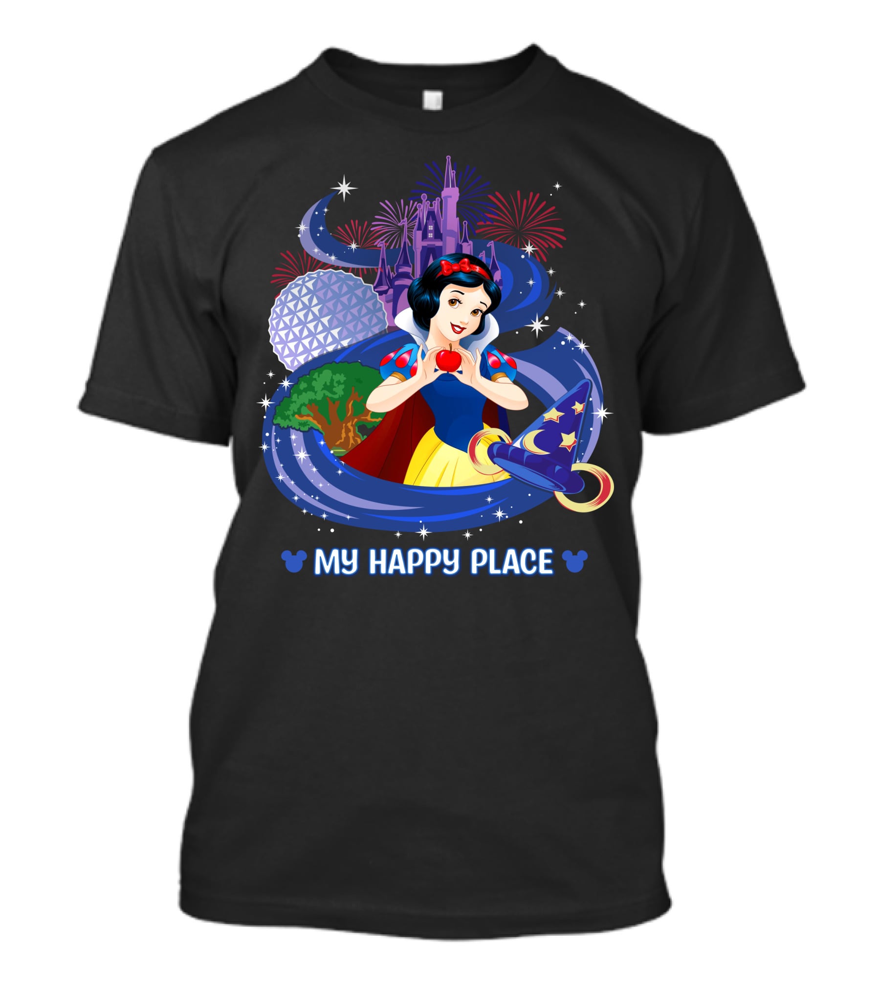 Snow White My Happy Place Disney Magic Kingdom Epcot Fireworks Sorcerer Hat T-Shirt
