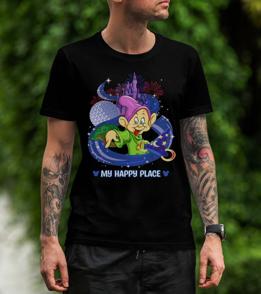 My Happy Place Dopey Castle Fireworks Magic Hat T-Shirt