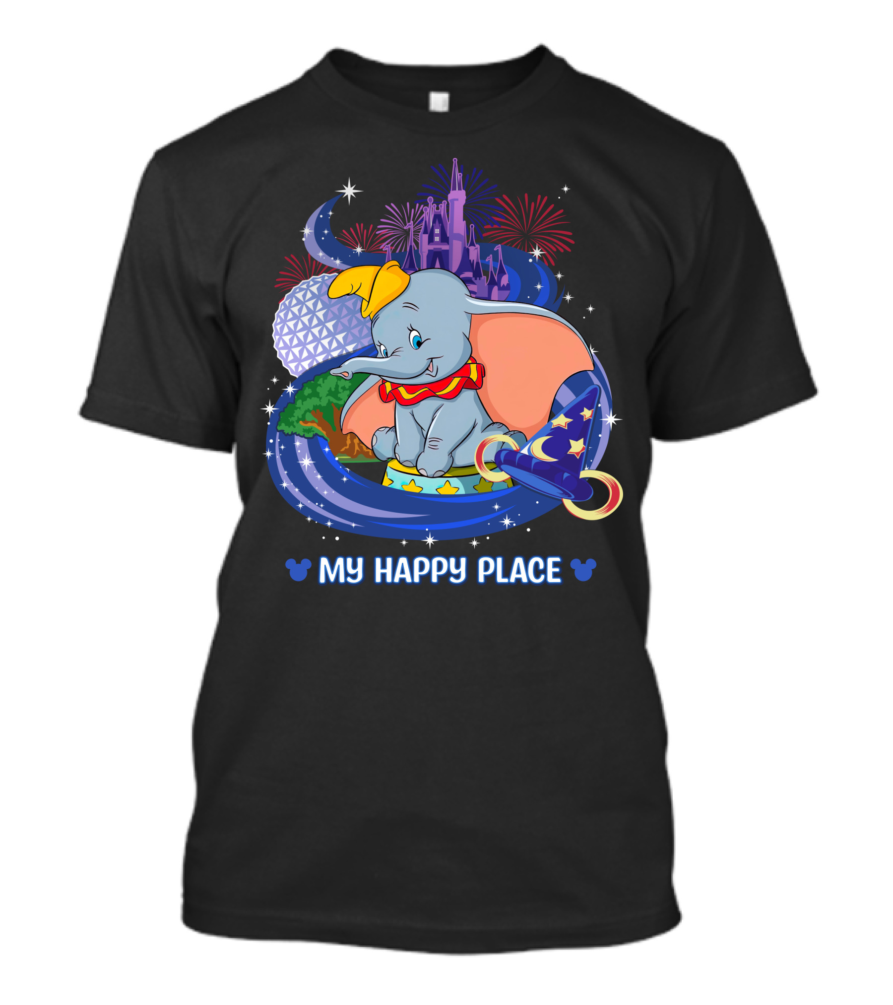 My Happy Place Dumbo Castle Magic Hat Icons T-Shirt