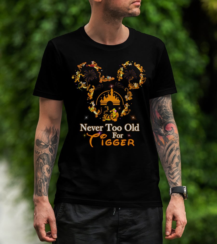 Never Too Old For Tigger Disney Fireworks Castle Mickey Head T-Shirt