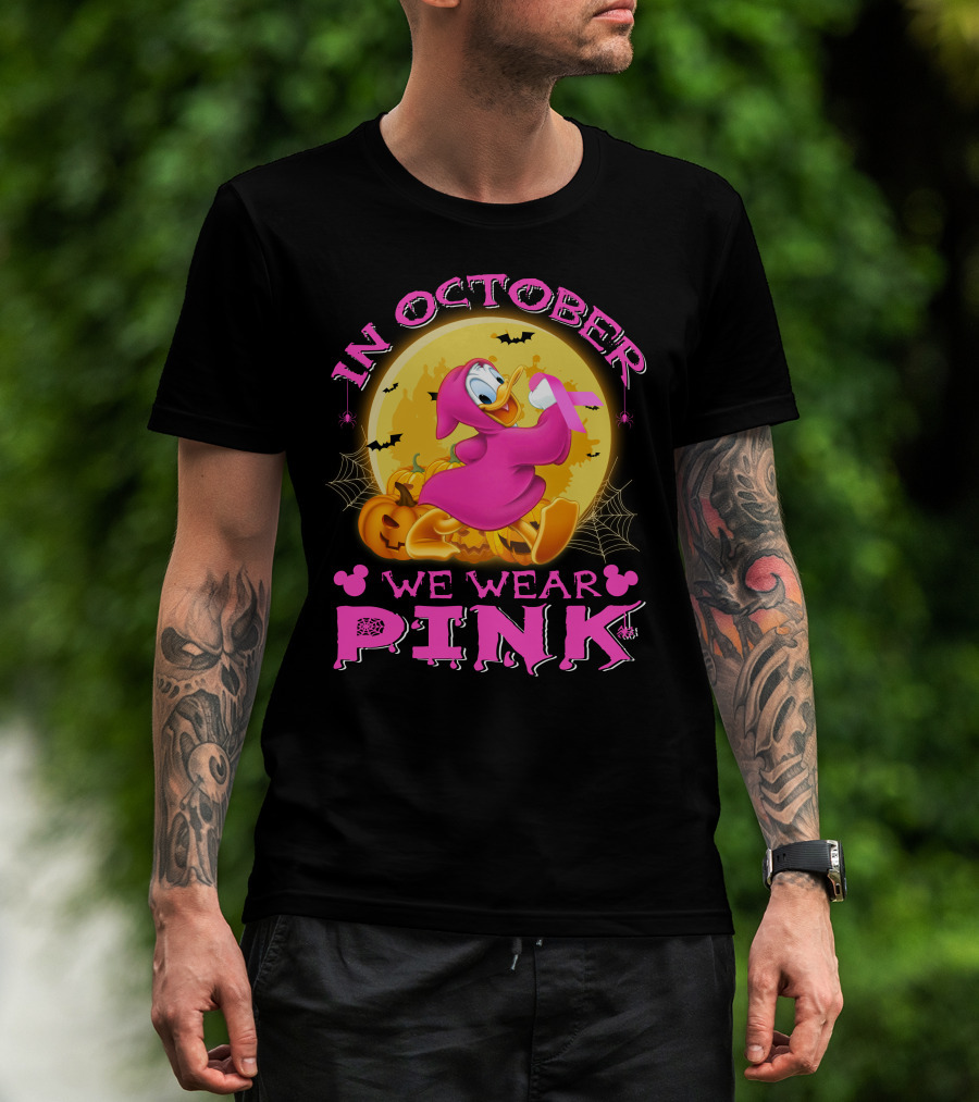 In October We Wear Pink Donald Duck Halloween T-Shirt