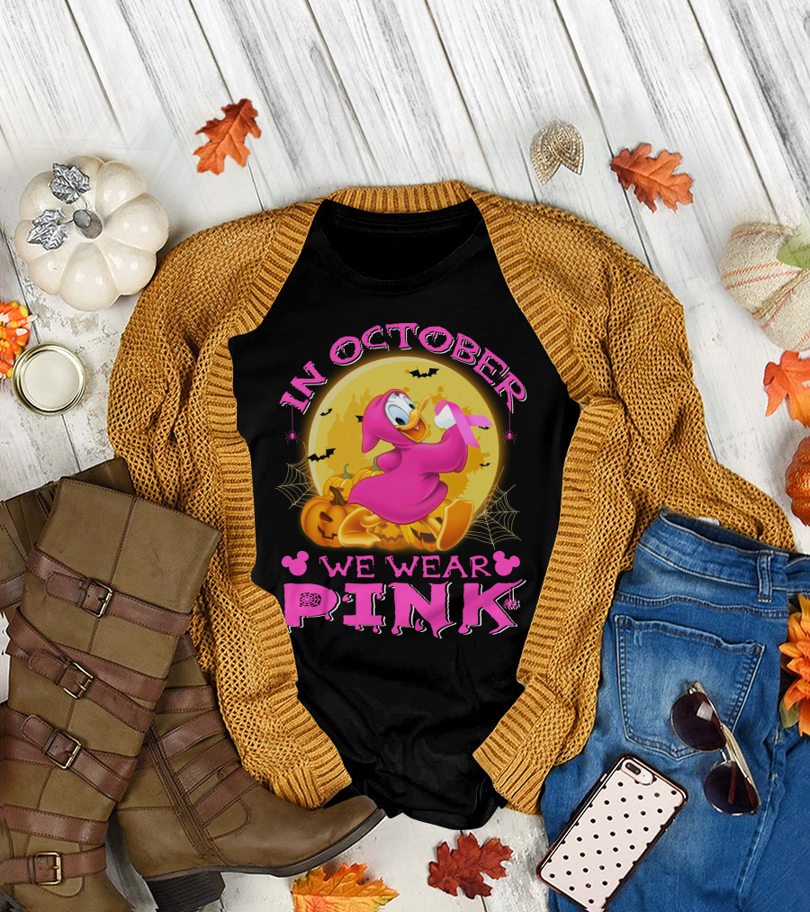 In October We Wear Pink Donald Duck Halloween T-Shirt