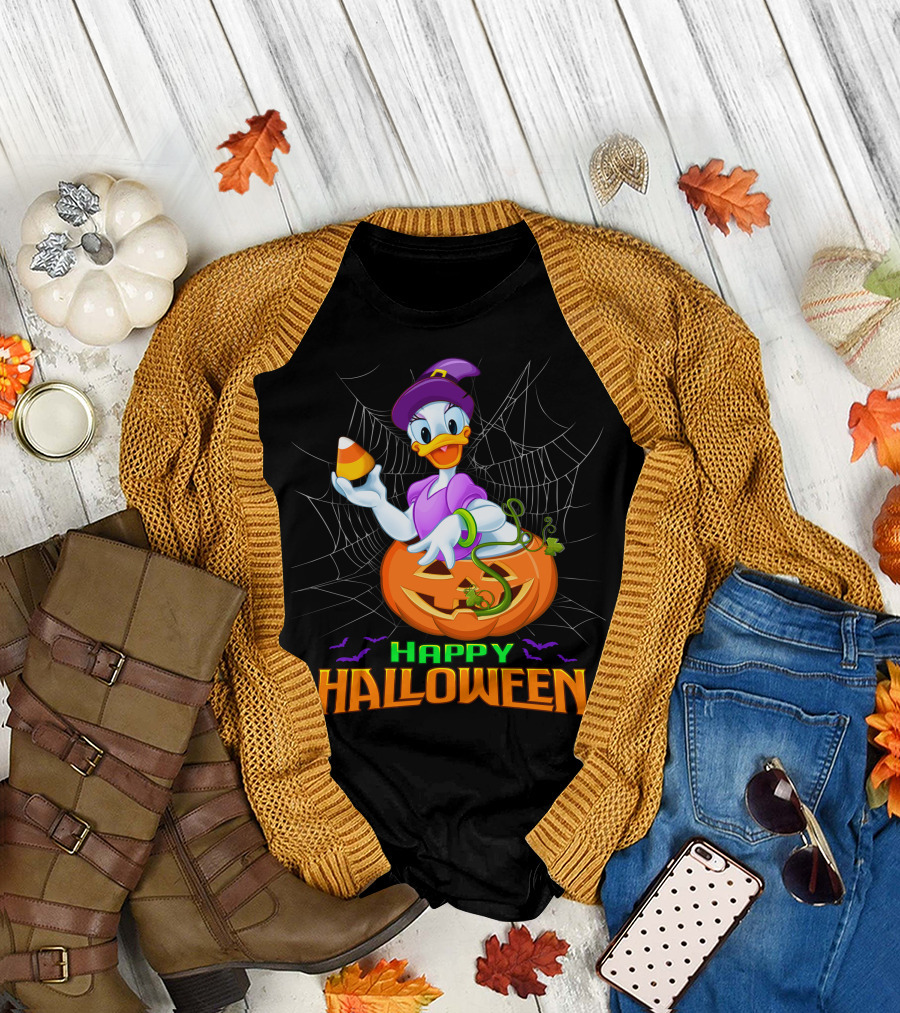 Happy Halloween Daisy Duck Halloween Pumpkin Costume Candy Corn T-Shirt