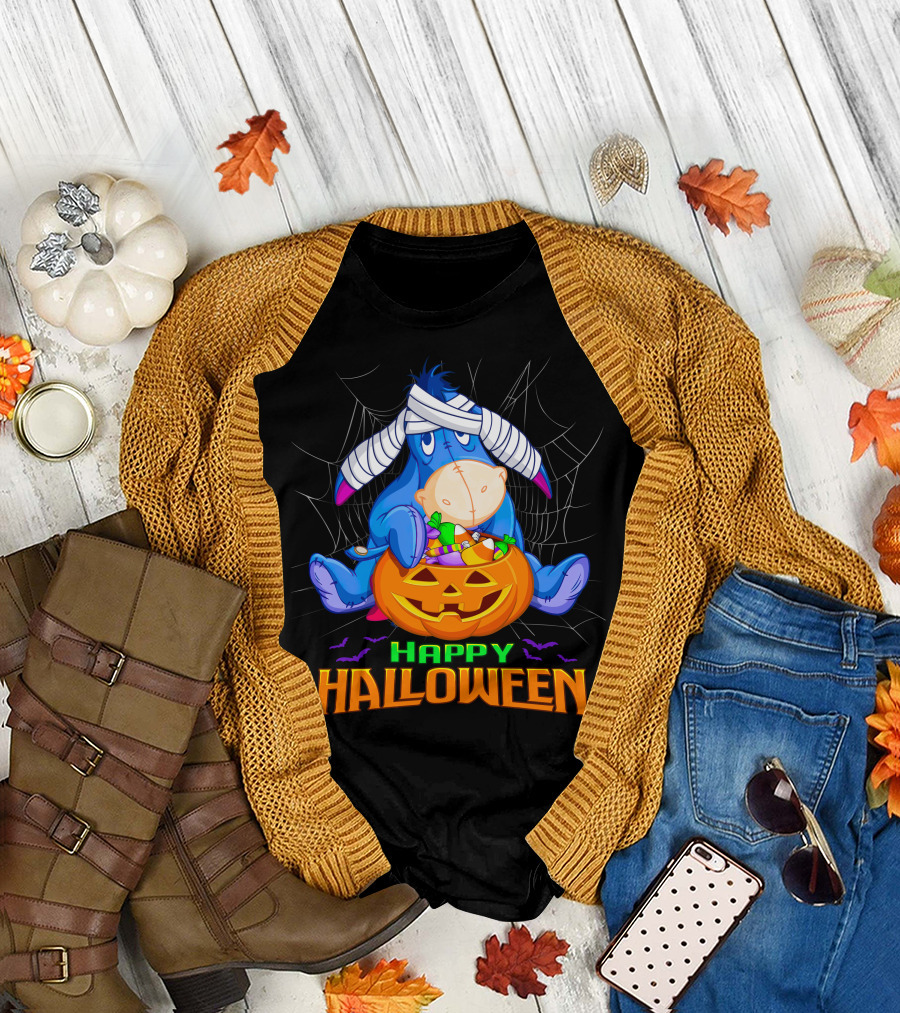 Eeyore Happy Halloween Pumpkin Candy Basket T-Shirt