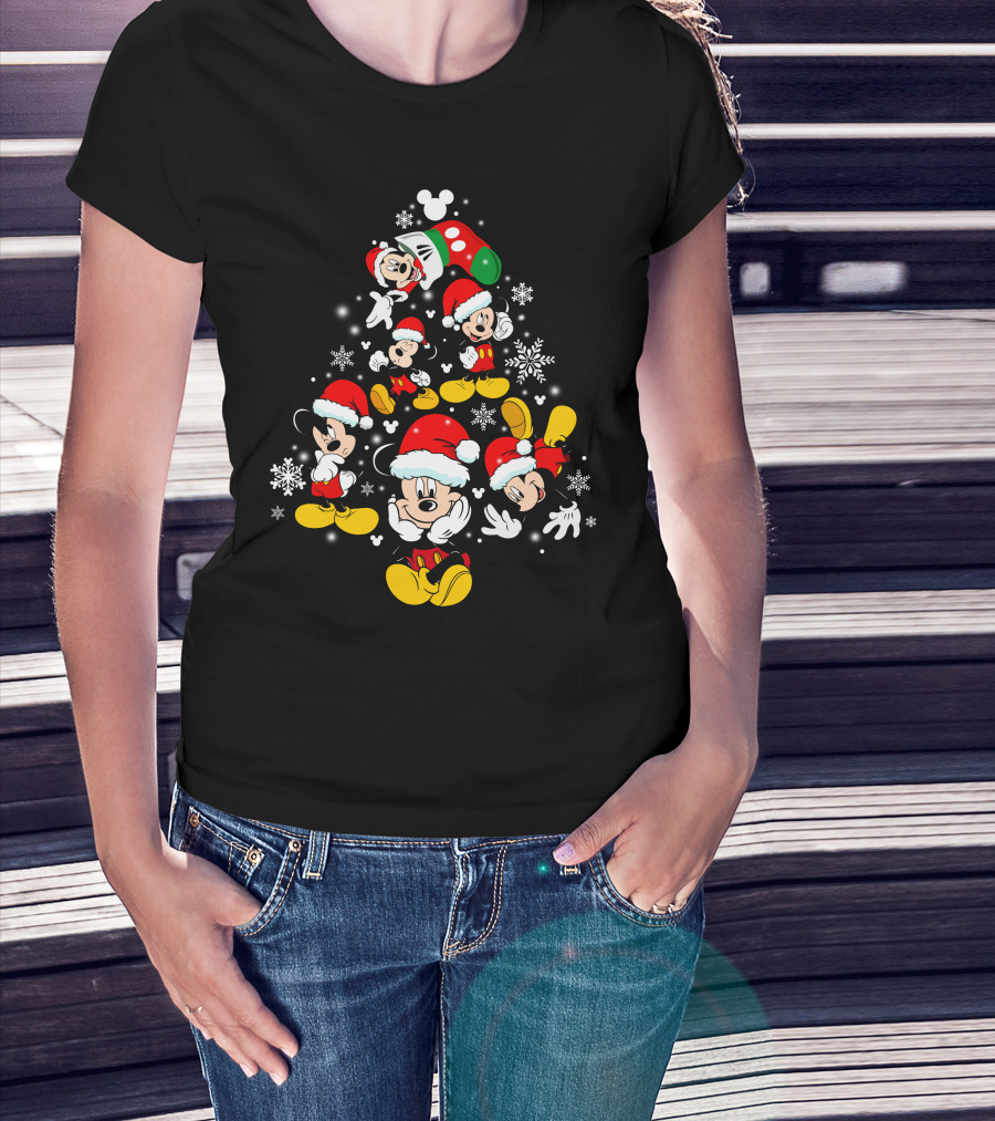 Mickey Mouse Santa Christmas Snowflake Holiday Celebration T-Shirt