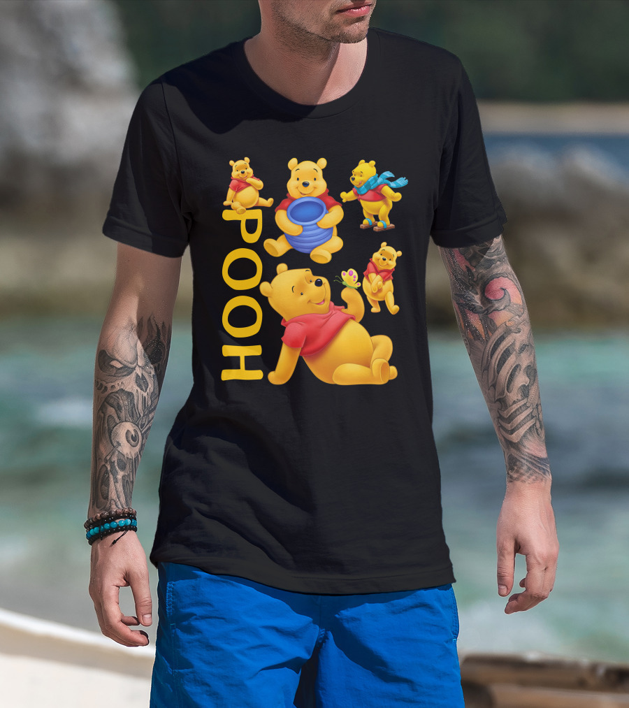 Pooh With Honey Pot And Playful Poses T-Shirt